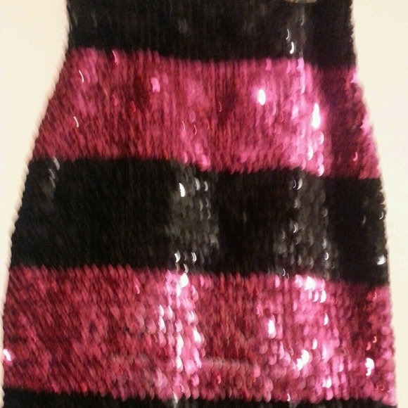 XXI mini skirt black Purple magenta stripe metallc - Picture 3 of 8
